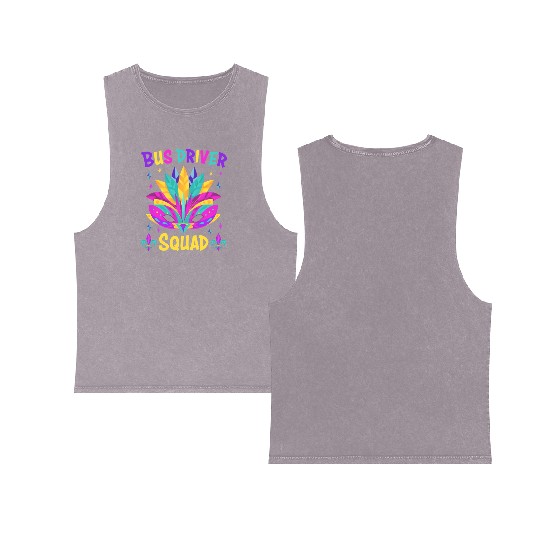 Bus Driver Squad Mardi Gras Costume Double Sided Mineral Wash Tank Tops
