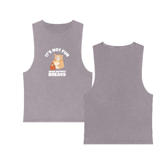 Mean Cat Drawing Line Art Cat Owner Pet Cat Double Sided Mineral Wash Tank Tops