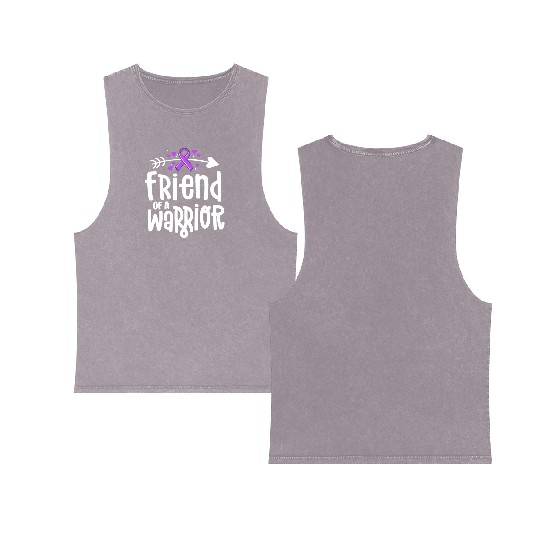 Friend Of A Warrior Purple Awareness Ribbon Double Sided Mineral Wash Tank Tops