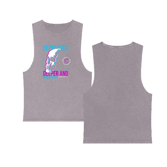 Depressed Streetwear Double Sided Mineral Wash Tank Tops