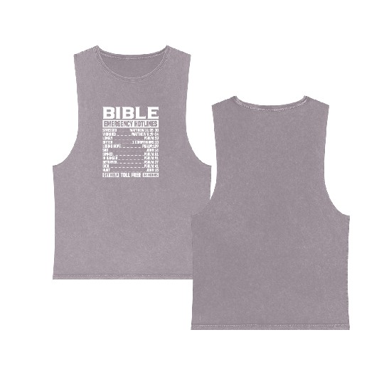 Bible Verse Emergency Numbers Christian Hotline Ps Double Sided Mineral Wash Tank Tops