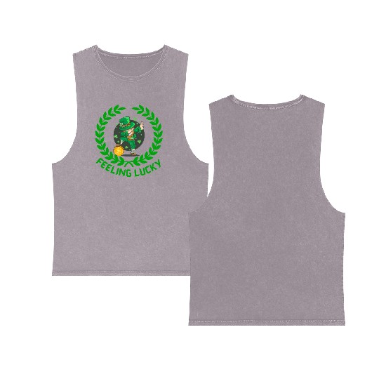 St Patricks day special feeling lucky Double Sided Mineral Wash Tank Tops