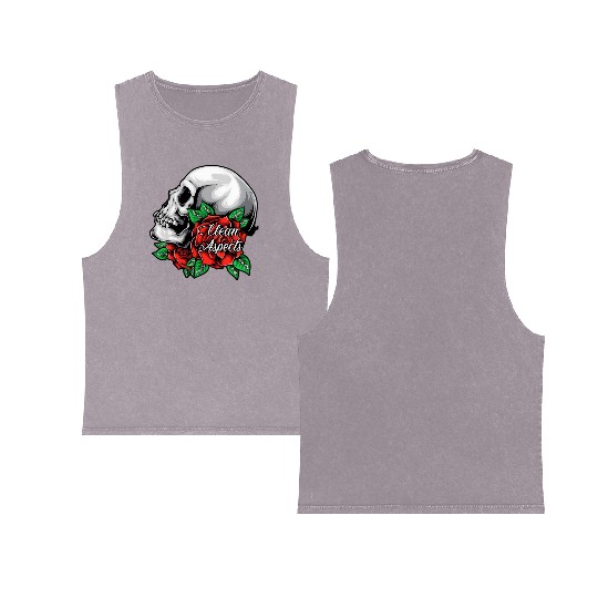 CA SKULL AND ROSES Double Sided Mineral Wash Tank Tops