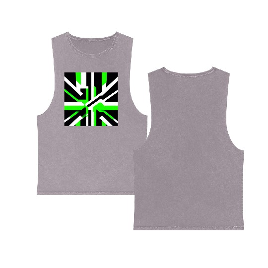 Cyberpunk Inspired Green Theme - Highway Double Sided Mineral Wash Tank Tops