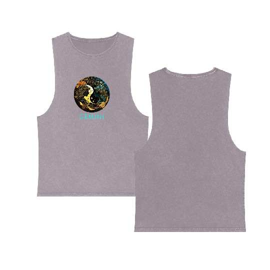 Embrace Your Gemini Identity: Gemini Pride Zodiac Double Sided Mineral Wash Tank Tops