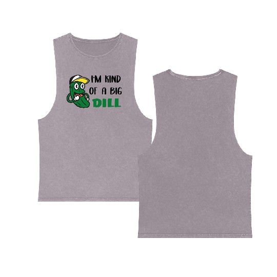 I'm Kind of a Big Dill Cute Pickle for Baby, Baby Double Sided Mineral Wash Tank Tops