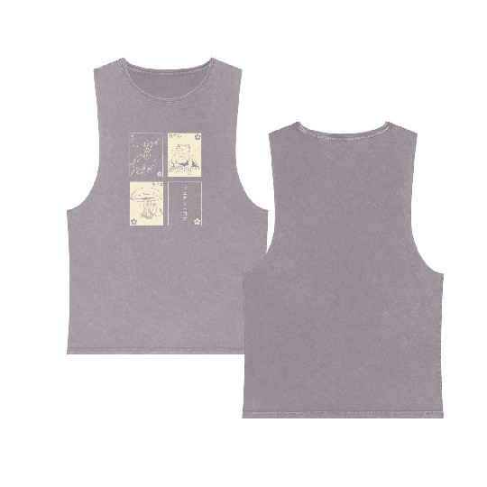 Cottagecore Tarot Cards Fungi Frog Goblincore Double Sided Mineral Wash Tank Tops