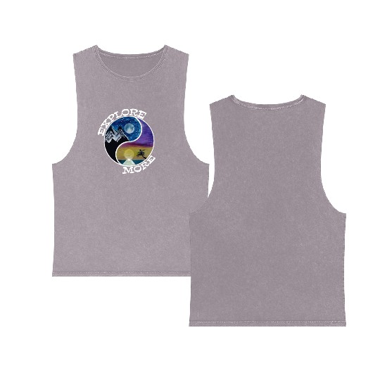Explore more mountains & oceans wanderlust guided Double Sided Mineral Wash Tank Tops