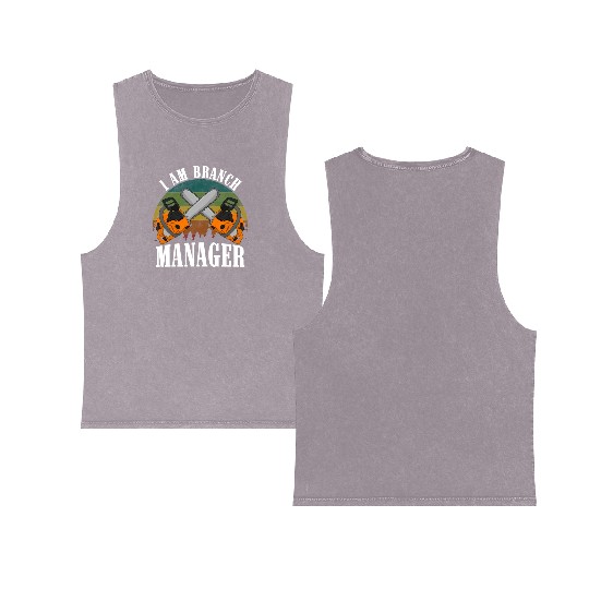 chainsaw Lumberjack Double Sided Mineral Wash Tank Tops