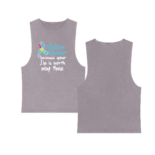 Autism Teacher Double Sided Mineral Wash Tank Tops