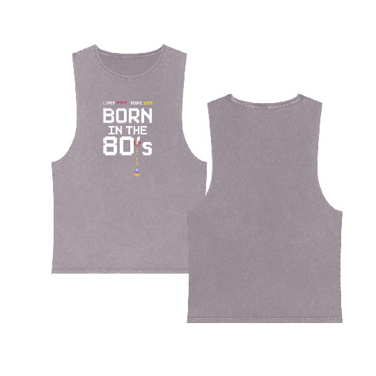 1985 Birtday Retro Gamer Pixel Born in the 80s Double Sided Mineral Wash Tank Tops