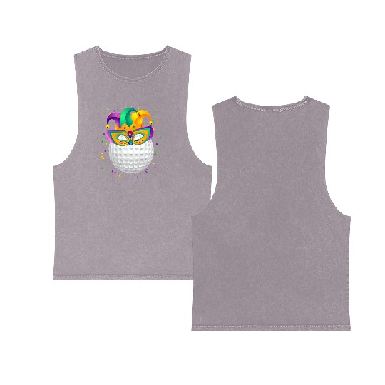 Golf Ball Mardi Gras Double Sided Mineral Wash Tank Tops