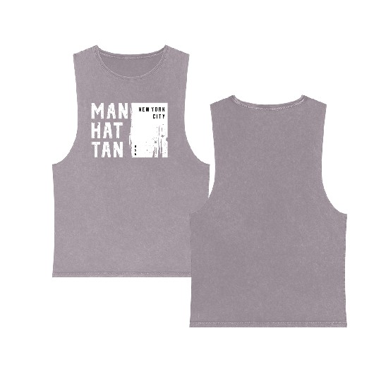 MANHATTAN NYC USA Urban Street Double Sided Mineral Wash Tank Tops Design 2023