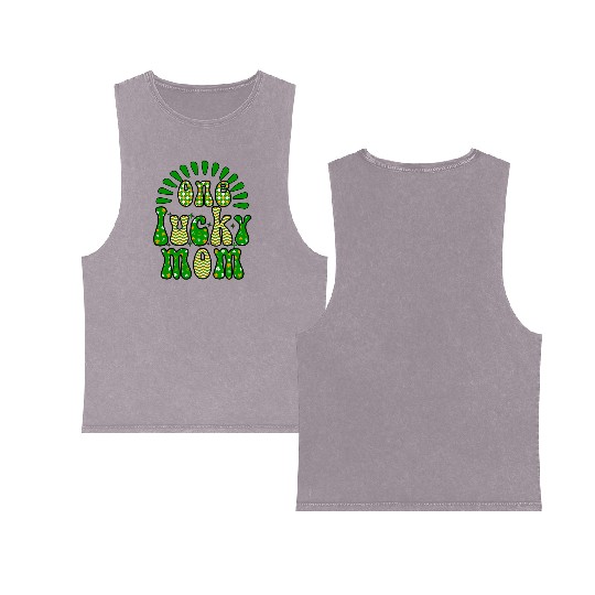 One luckyPatricks Day Sublimation Double Sided Mineral Wash Tank Tops