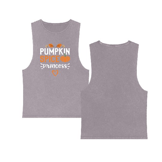 Pumpkin Spice Princess - Pumpkin Double Sided Mineral Wash Tank Tops