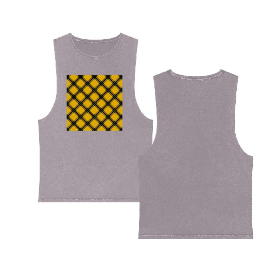 Tartan Touch A Yellow and Black Pattern Double Sided Mineral Wash Tank Tops