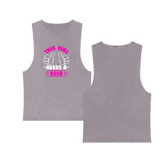 This girl needs a beer vacation Spring Break Double Sided Mineral Wash Tank Tops