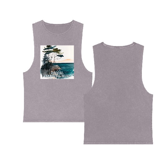 Acadia National Park Watercolor Double Sided Mineral Wash Tank Tops
