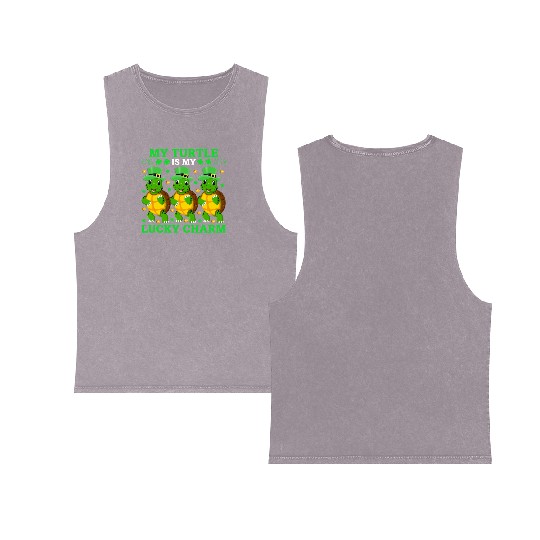My Turtle Is My Lucky Charm Double Sided Mineral Wash Tank Tops