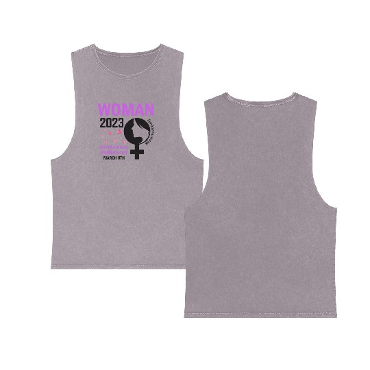 International Women's Day 2023 Embrace Equity Double Sided Mineral Wash Tank Tops