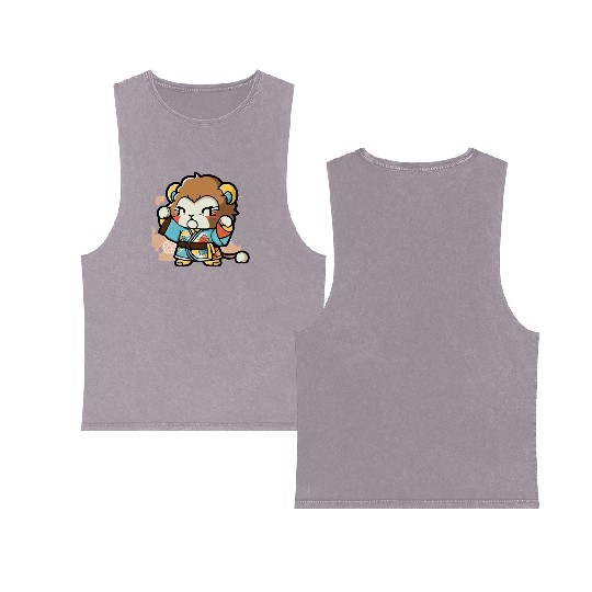 lion in kimono Double Sided Mineral Wash Tank Tops
