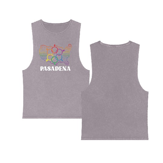 Pasadena Pride Month Pride Flag LGBT Community LGB Double Sided Mineral Wash Tank Tops
