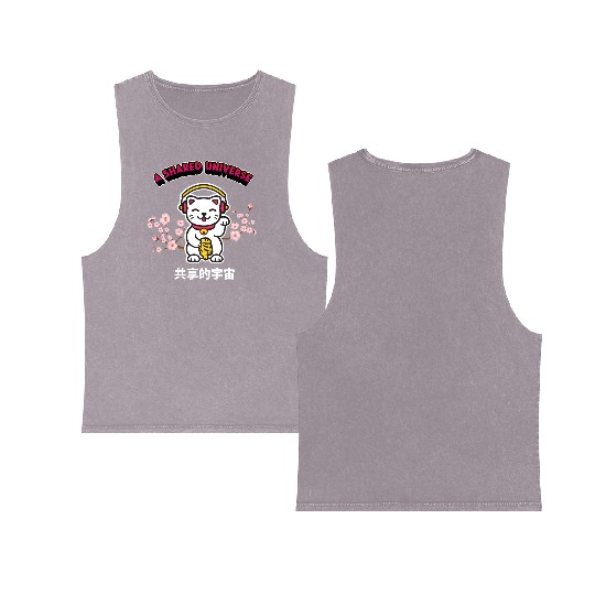 A Shared Universe Lucky Cat Double Sided Mineral Wash Tank Tops