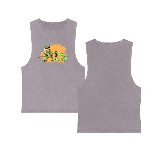 I Love My Dinosaurs Family Reptile Family Dinosaur Double Sided Mineral Wash Tank Tops