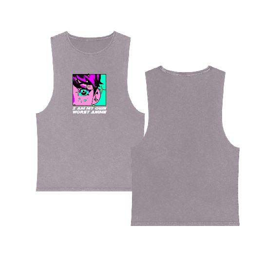 I Am My Own Worst Anime Manga Emo Japanese Animati Double Sided Mineral Wash Tank Tops