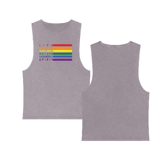 Lgbtq flag LGBTQ lesbian pride flags Double Sided Mineral Wash Tank Tops