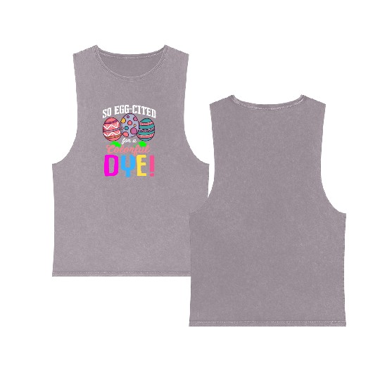Easter Colorful Egg Dye Rabbit Egg Hunt Double Sided Mineral Wash Tank Tops