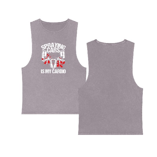Car Painter Spraying Cards is my Cardio Painting Double Sided Mineral Wash Tank Tops