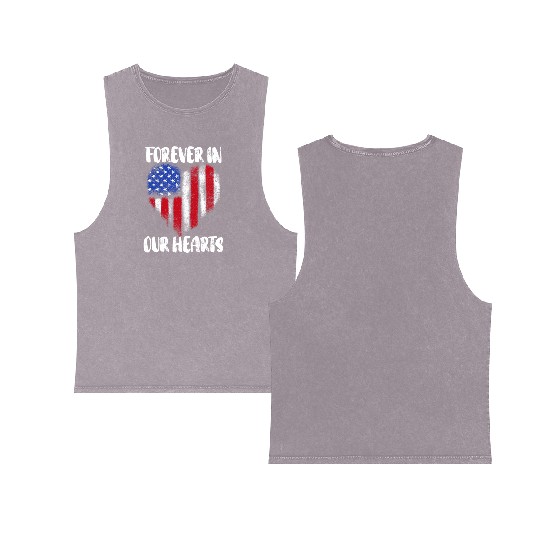 Patriotic Veteran USA Flag American Memorial Day Double Sided Mineral Wash Tank Tops