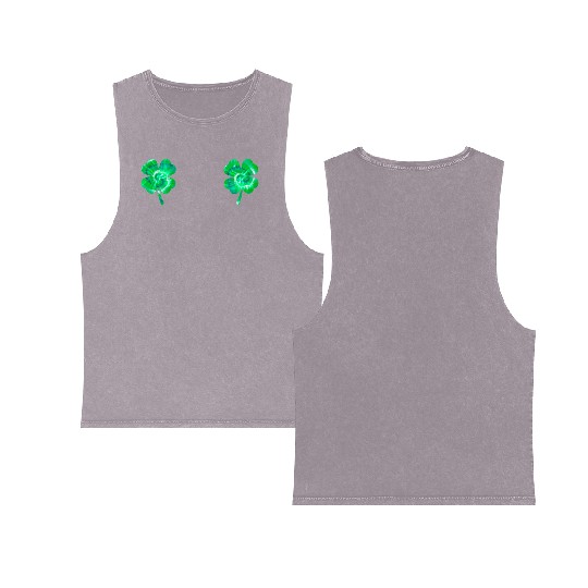 Shamrock Boobs Tie Dye Irish Boobies St Patricks Double Sided Mineral Wash Tank Tops
