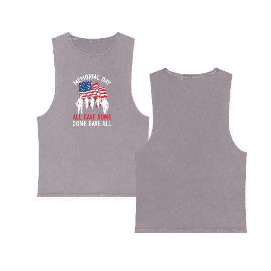 All Gave Some Some Gave All USA Flag Memorial Day Double Sided Mineral Wash Tank Tops