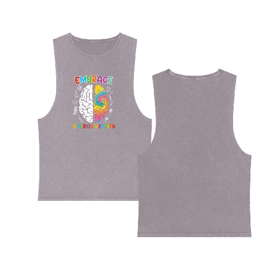 Autism Embrace Neurodiversity Autistics Double Sided Mineral Wash Tank Tops