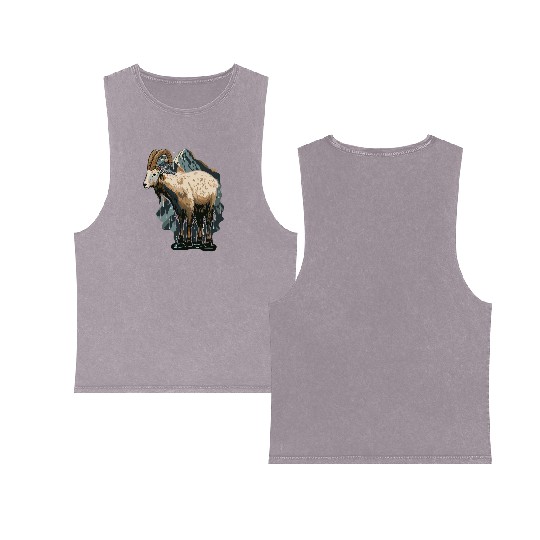 a mountain goat lives in the mountains Double Sided Mineral Wash Tank Tops