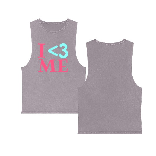 I Love Me, Heart, Positive, Cool, Stylish,Teens Double Sided Mineral Wash Tank Tops