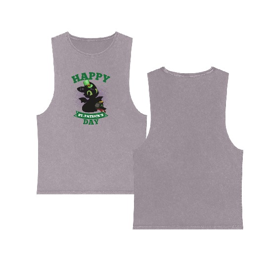 Happy St Patricks Day Toothless Double Sided Mineral Wash Tank Tops