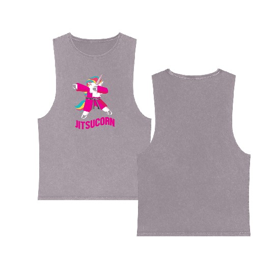 Jiu Jitsu Unicorn Dabbing Jitsucorn Double Sided Mineral Wash Tank Tops