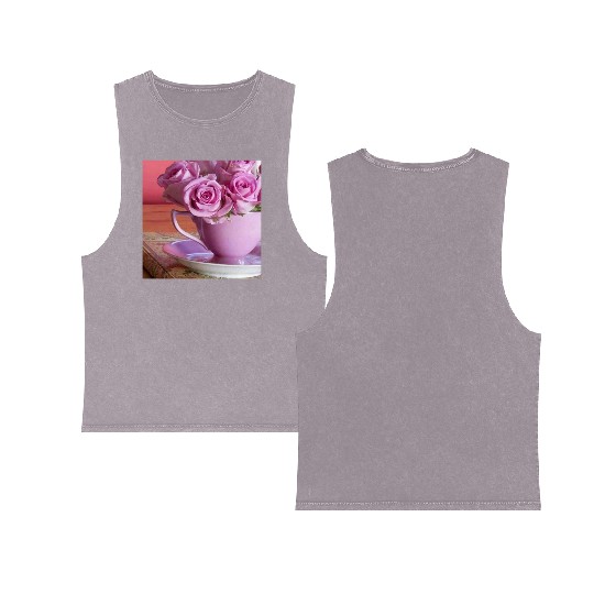 Beautiful Floral print Double Sided Mineral Wash Tank Tops