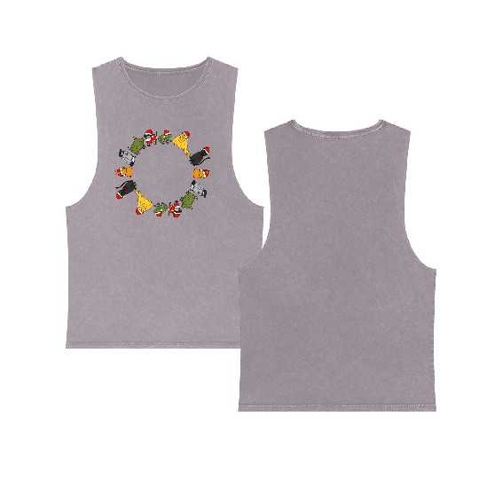 Christmas Holidays Cute Animals Stars Candy Canes Double Sided Mineral Wash Tank Tops