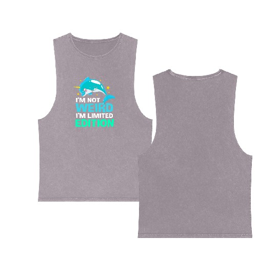 Im Not Weird Im Limited Edition Funny Narwhal Double Sided Mineral Wash Tank Tops