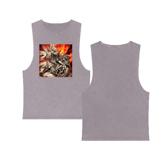 Devil Hellfire Riding Motorcycle Double Sided Mineral Wash Tank Tops