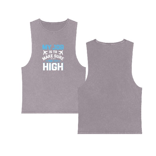 Air Traffic Controller ATC Flight Control Aircraft Double Sided Mineral Wash Tank Tops