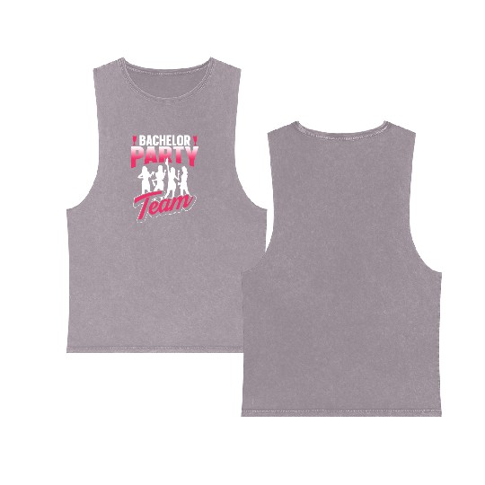Bachelor Party Team Bride Groom Double Sided Mineral Wash Tank Tops