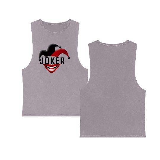 Joker in Red and Black Double Sided Mineral Wash Tank Tops