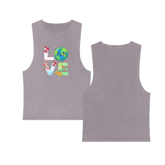 Love Earth Day Save The Planet Earth Day Double Sided Mineral Wash Tank Tops