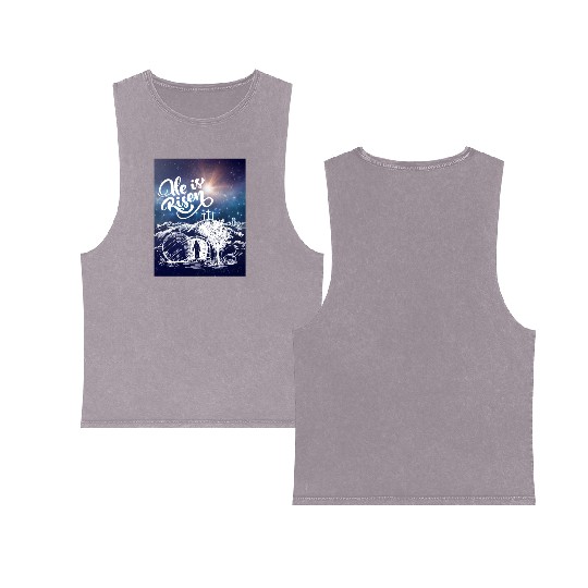 He Is Risen!Jesus,Easter, Bright & Morning Star Double Sided Mineral Wash Tank Tops