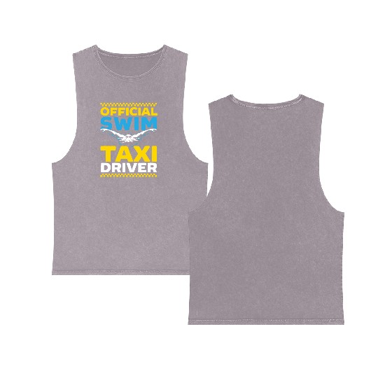 Official Swim Taxi Driver Taxi Taxicab Cab Driver Double Sided Mineral Wash Tank Tops